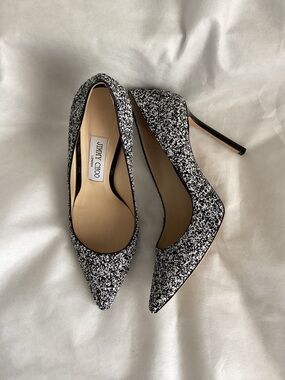 Jimmy Choo Romy Glitter Pumps, Size 38